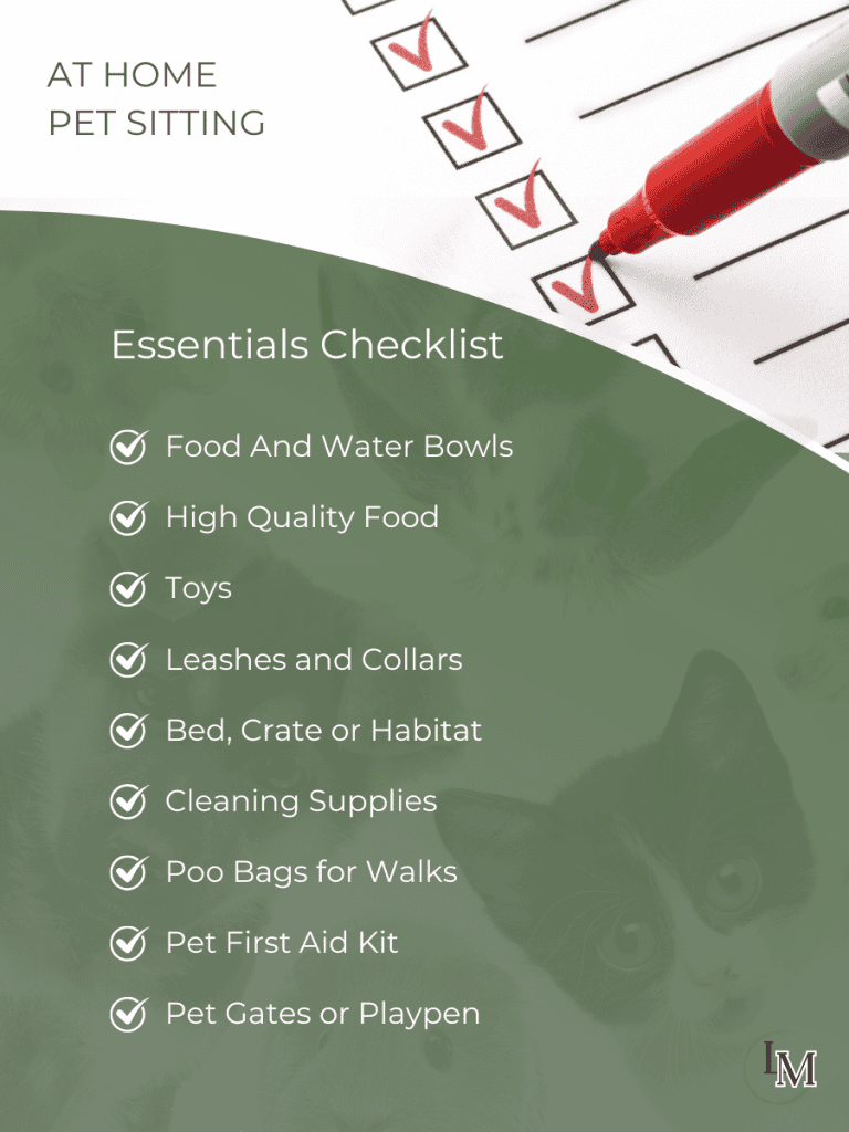 A checklist of essential items for getting started as an at-home pet sitter