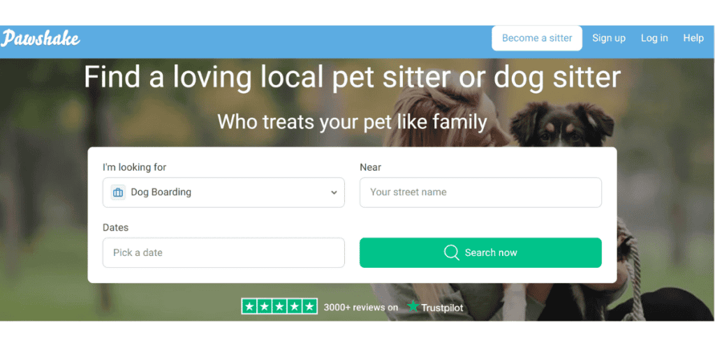 A Screenshot of the Pawshake Home Page
