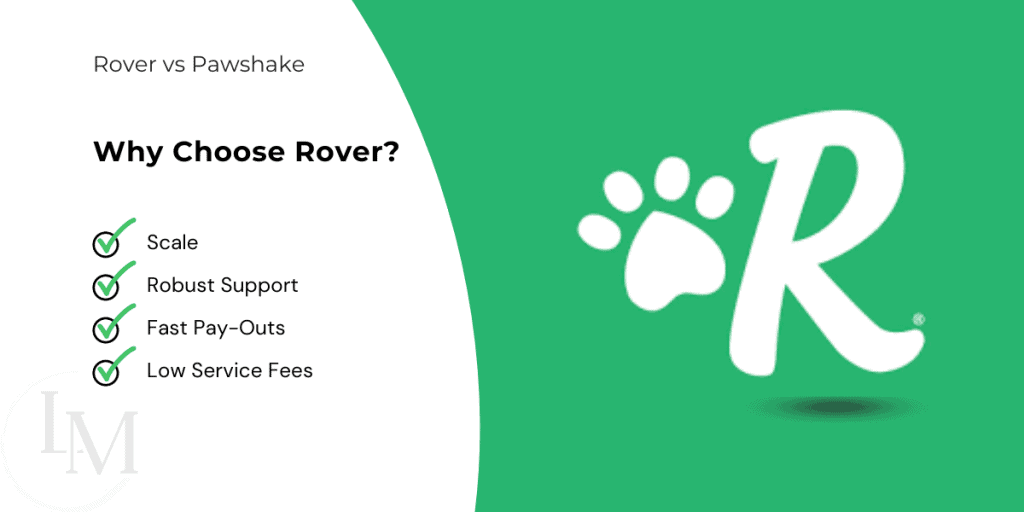An image describing reasons to use rover.com as a pet sitter