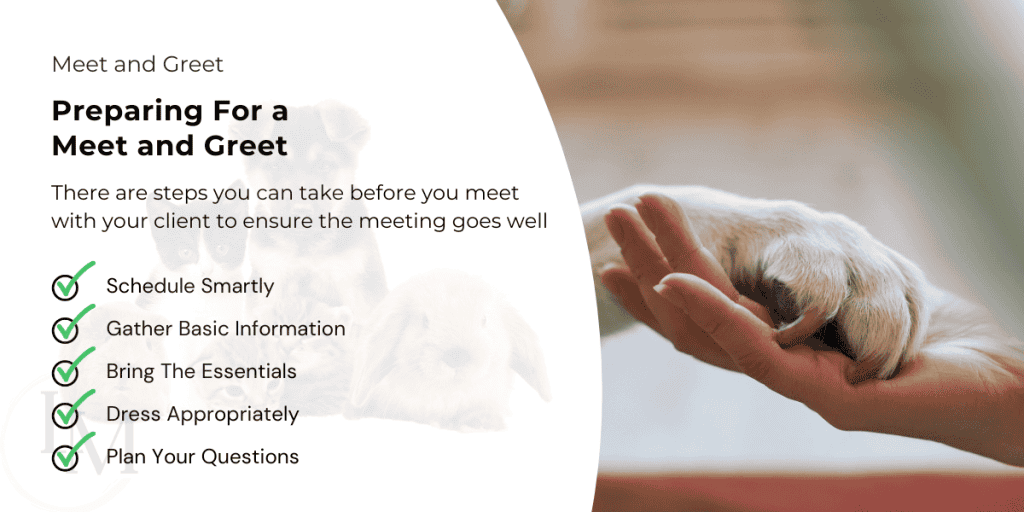 Information for pet sitters on how to prepare for a meet and greet