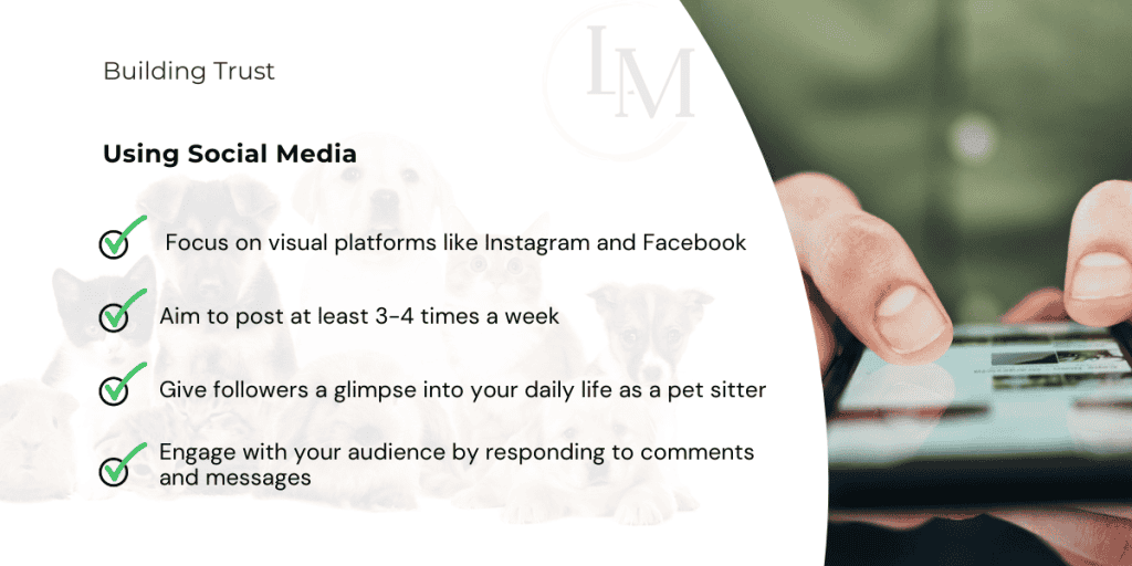 information for pet sitters on how to build trust with their clients by leveraging social media