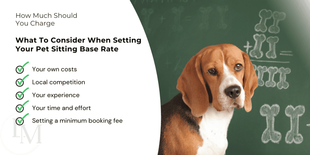rate setting information for pet sitters showing what factors to consider when setting a base rate