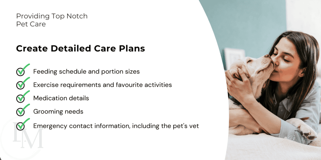 information on how to set up a care plan for pet sitters