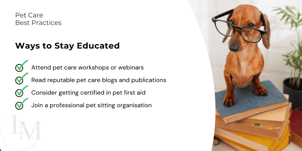 information for pet sitters to stay educated on industry best practices