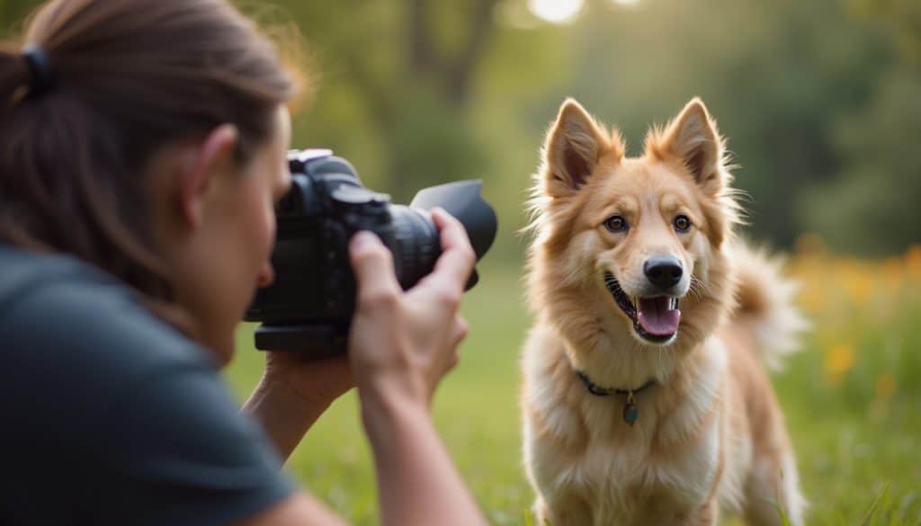 Pet sitter taking a photo of a dog during a visit