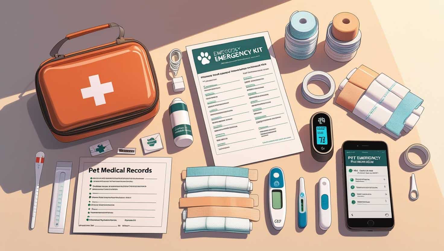 an illustration of a kit to help handle pet sitting emergencies
